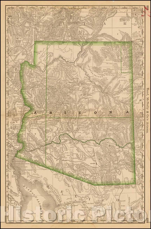 Historic Map - Arizona, 1876, Rand McNally & Company - Vintage Wall Art