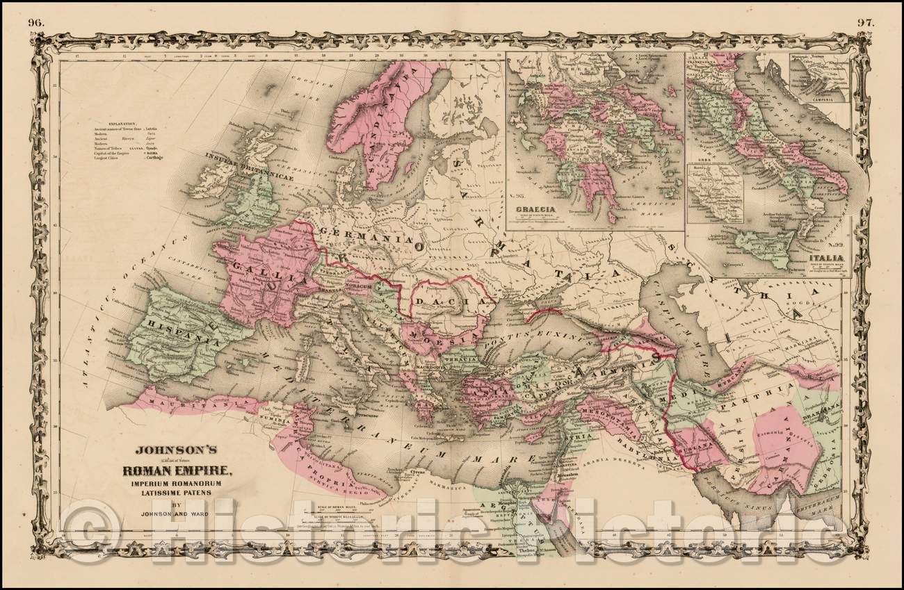 Historic Map - Johnson's Roman Empire, 1862, Alvin Jewett Johnson v2