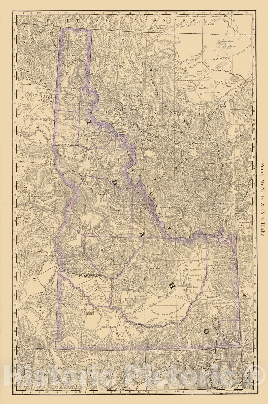Historic Map - Idaho, 1878, William Rand - Vintage Wall Art