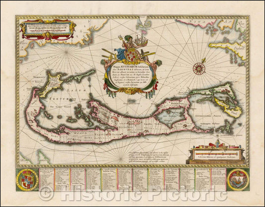Historic Map - Mappa Aestivarum Insularum Alias Barmudas, 1640, Willem Janszoon Blaeu v3