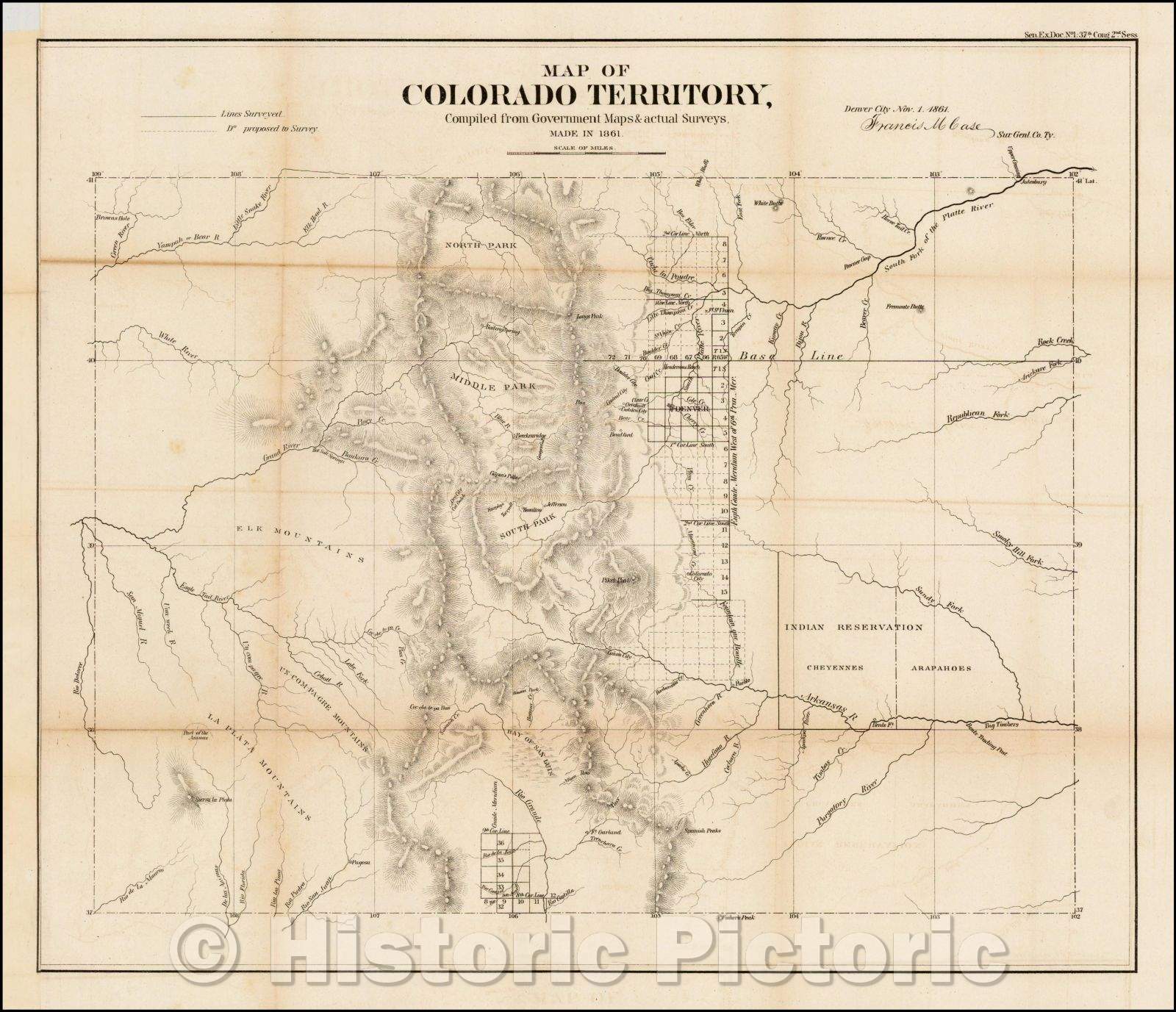 Historic Map - Map of Colorado Territory, 1861, General Land Office v1