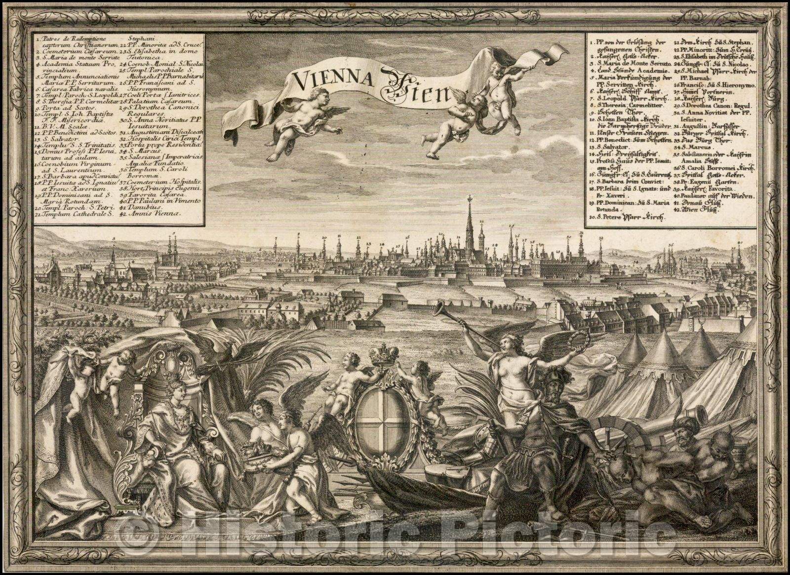 Historic Map - Vienna Wien, 1740, Friederich Bernhard Werner - Vintage Wall Art