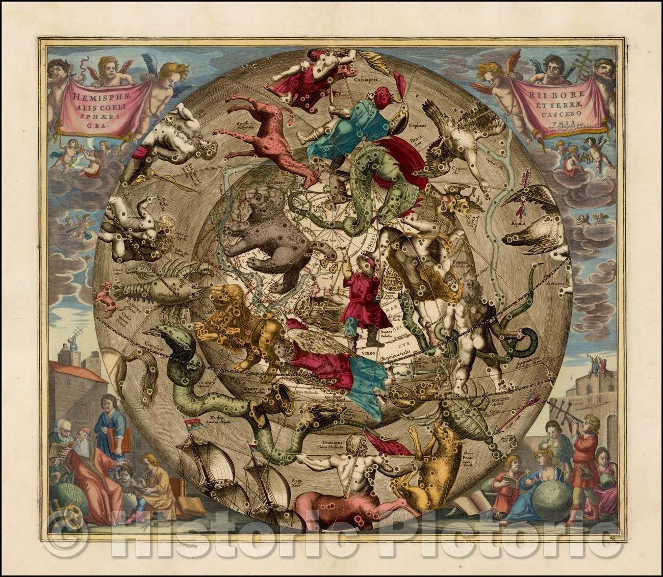 Historic Map - Haemisphaerii Borealis Coeli et Terrae Sphaeri Cascenographia, 1708, Andreas Cellarius v1