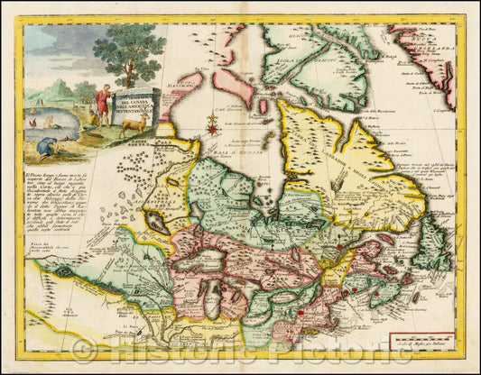 Historic Map - Carta Geografica Del Canada Nell America Settentrionale, 1742, Giambattista Albrizzi - Vintage Wall Art