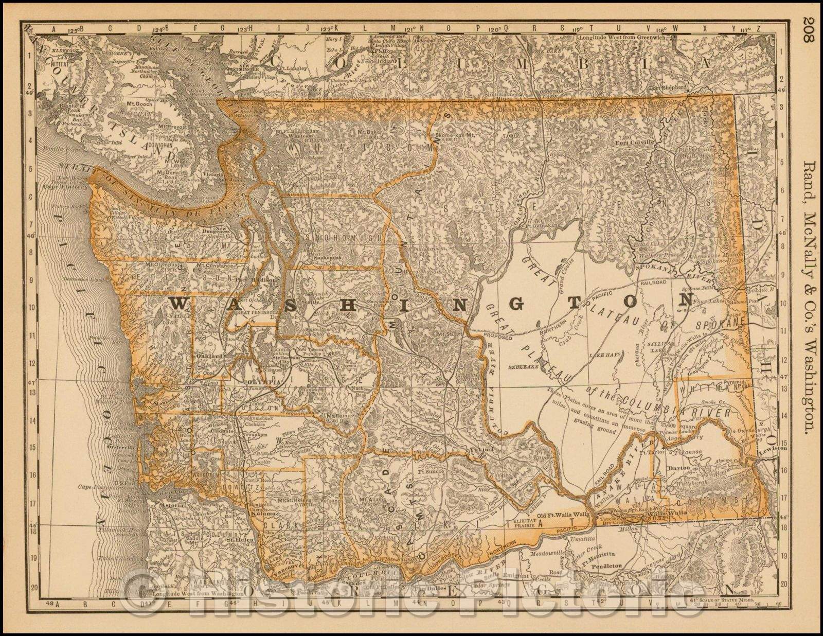 Historic Map - Rand McNally &. Co.'s Washington, 1878, William Rand - Vintage Wall Art
