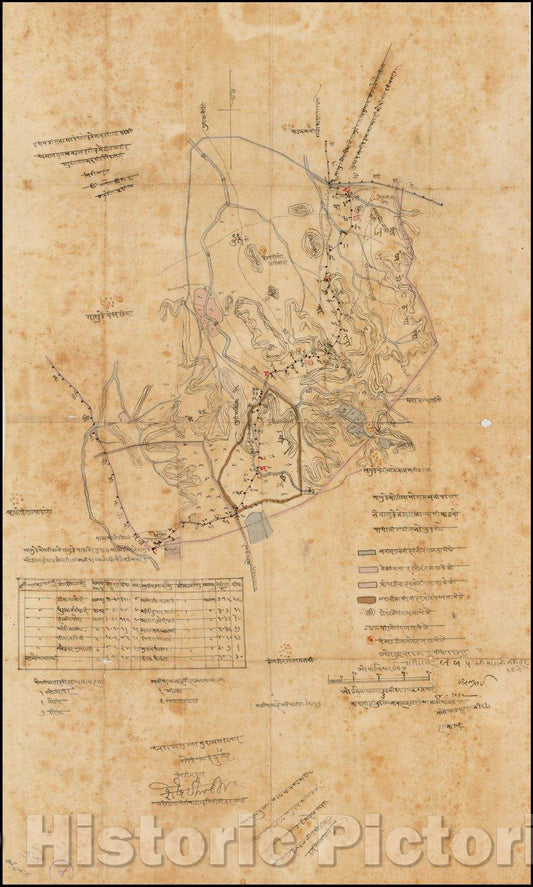 Historic Map - Indian Revenue Map from the Rajasthan Gujarat, 1880, Anonymous - Vintage Wall Art