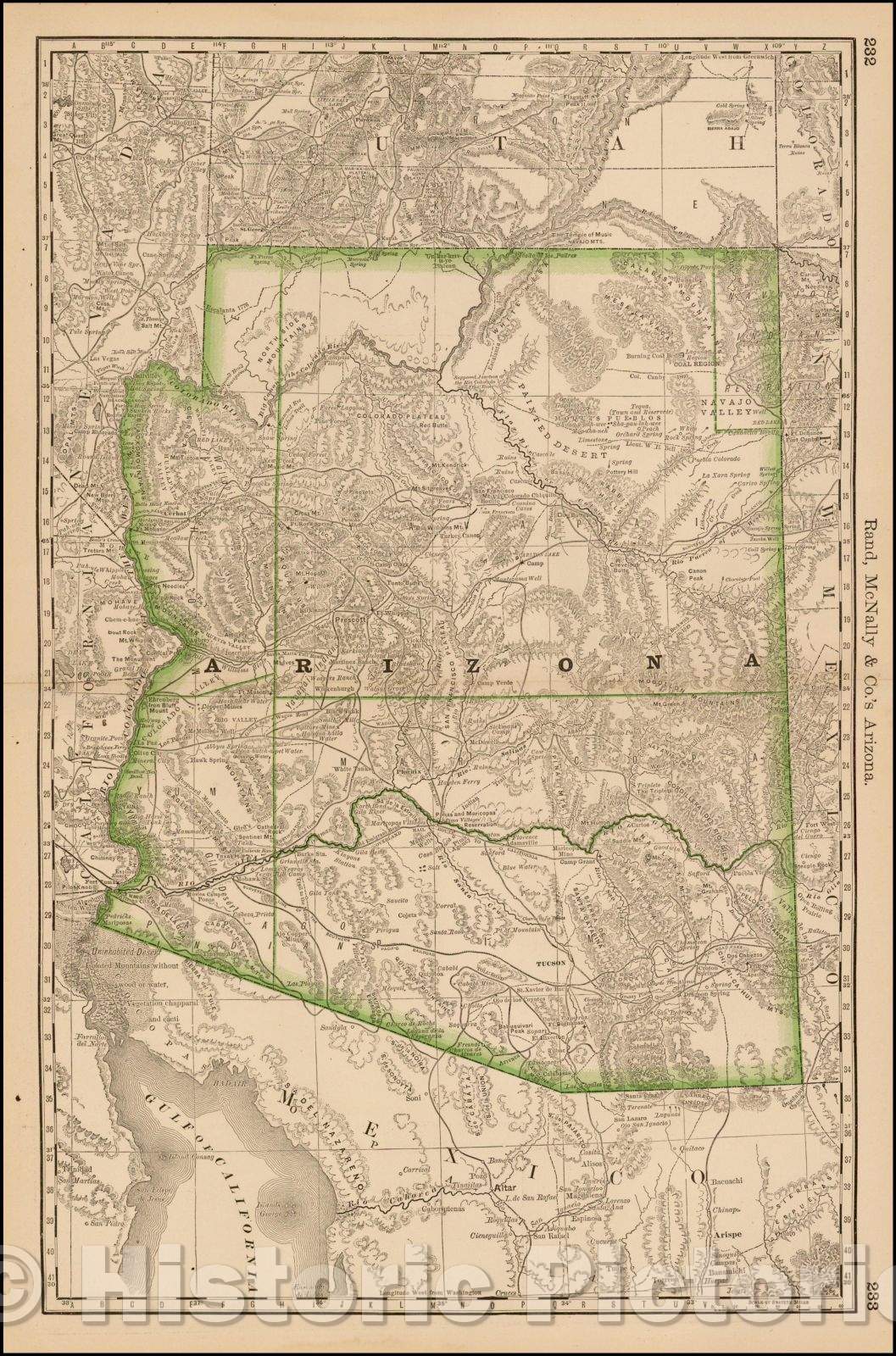 Historic Map - Rand McNally & Company's Arizona, 1878, Rand McNally & Company - Vintage Wall Art