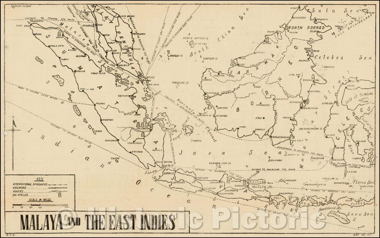 Historic Map - Malaya and the East Indies. (WWII map printed in India), 1944, Anonymous - Vintage Wall Art