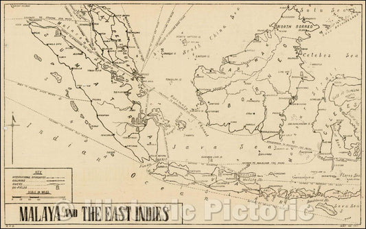 Historic Map - Malaya and the East Indies. (WWII map printed in India), 1944, Anonymous - Vintage Wall Art