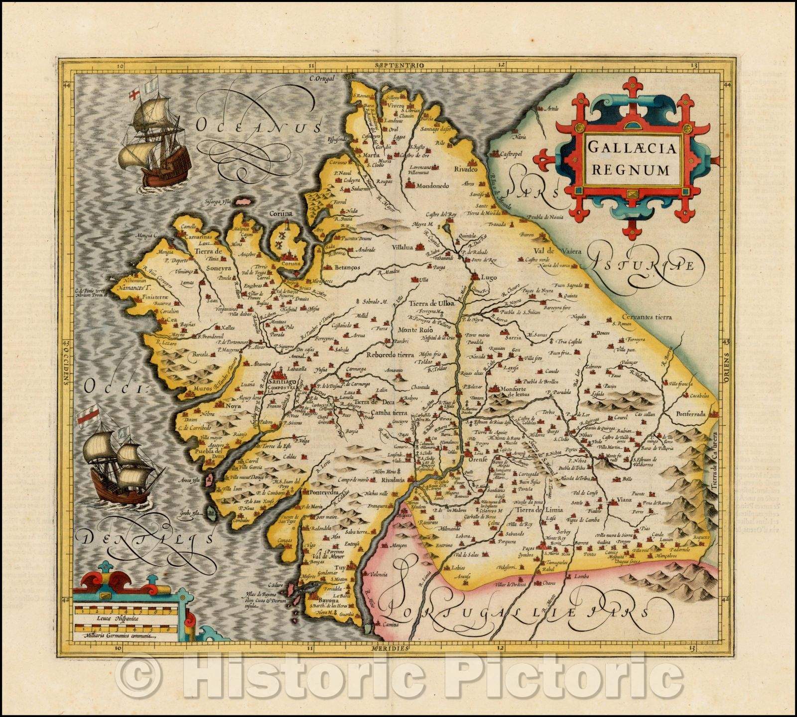 Historic Map - Gallaecia Regnum, 1619, Gerard Mercator - Vintage Wall Art