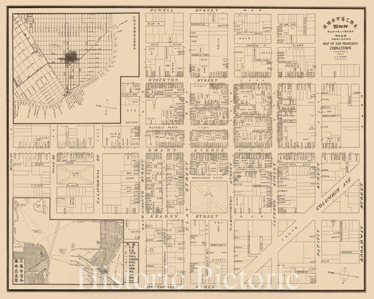 Map of San Francisco Chinatown 1929 - Historical Map Print