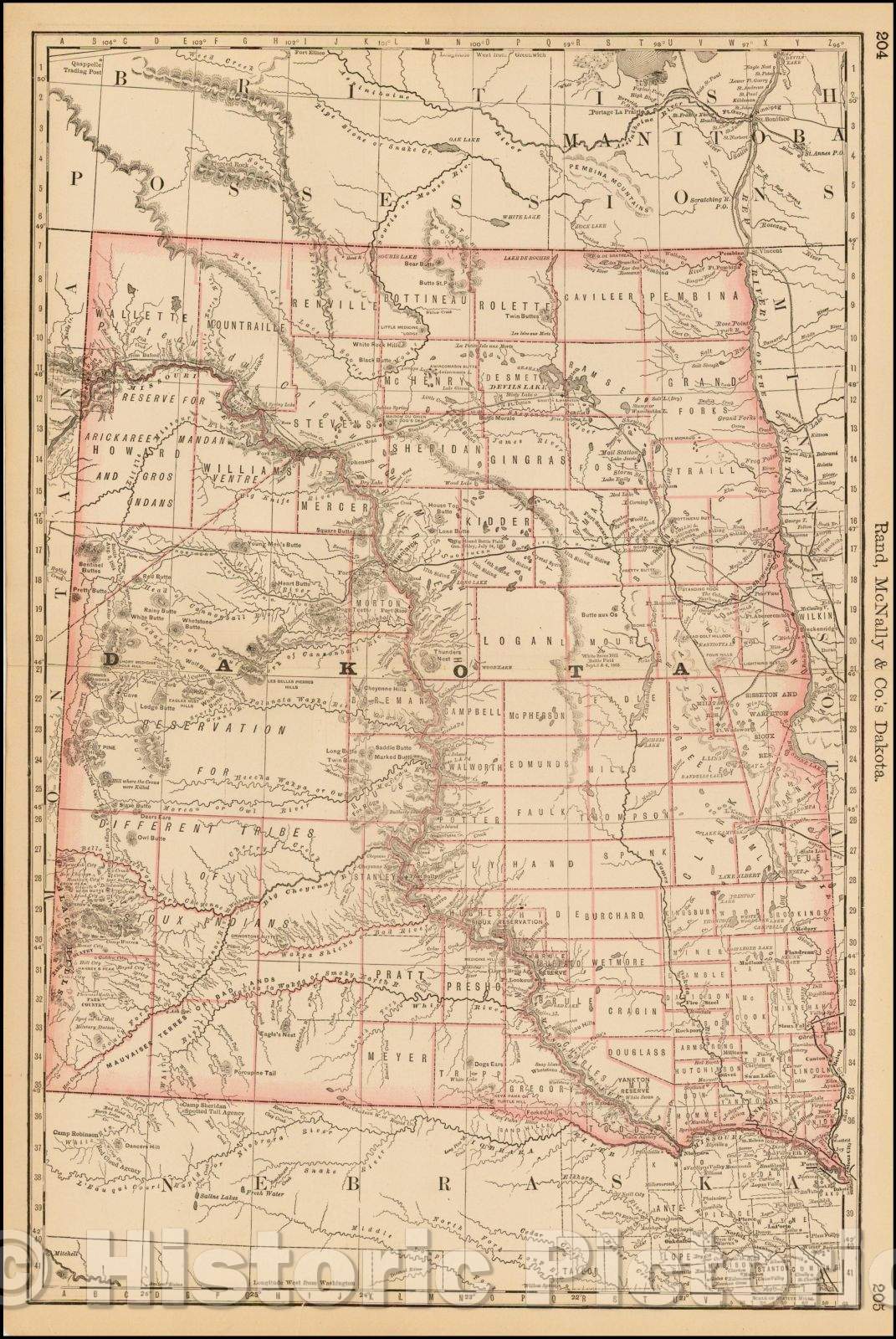 Historic Map - Rand McNally & Company's Dakota, 1878, Rand McNally & Company - Vintage Wall Art