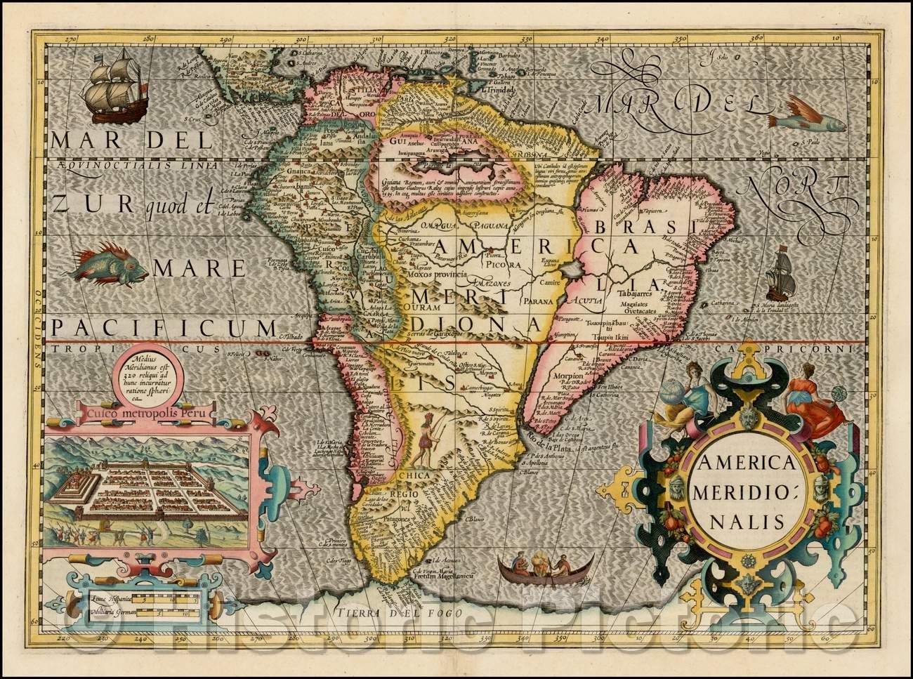 Historic Map - America Meridionalis, 1630, Jodocus Hondius v2