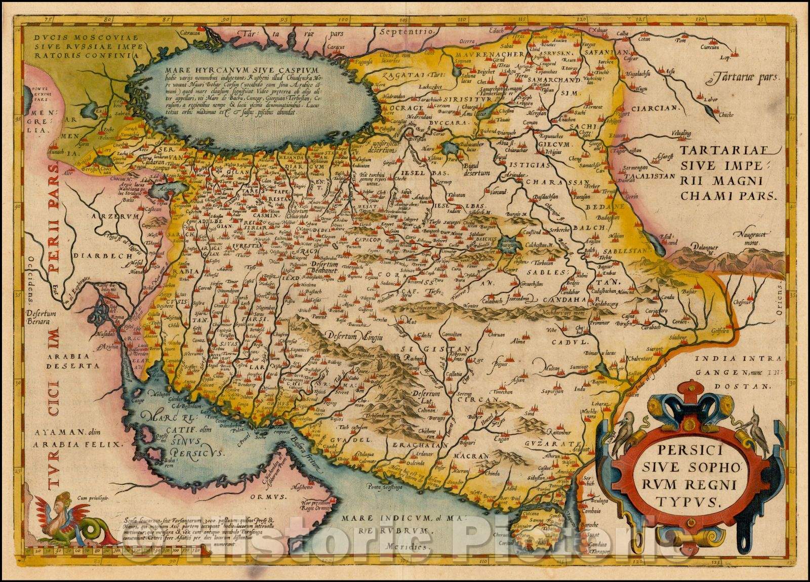 Historic Map - Persici Sive Sophorum Regni Typus, 1608, Abraham Ortelius - Vintage Wall Art