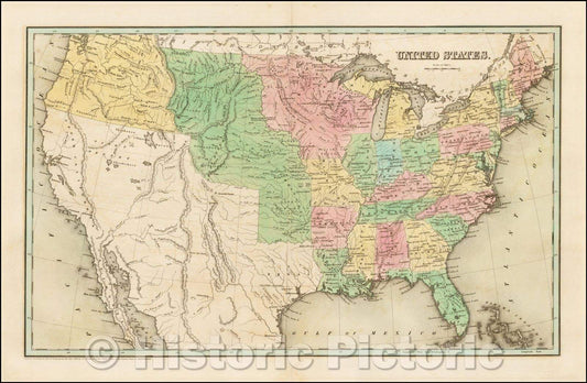 Historic Map - United States, 1838, Thomas Gamaliel Bradford v3