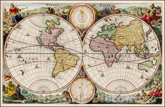 Historic Map - Werelt Caert, 1700, Daniel Stoopendahl v2