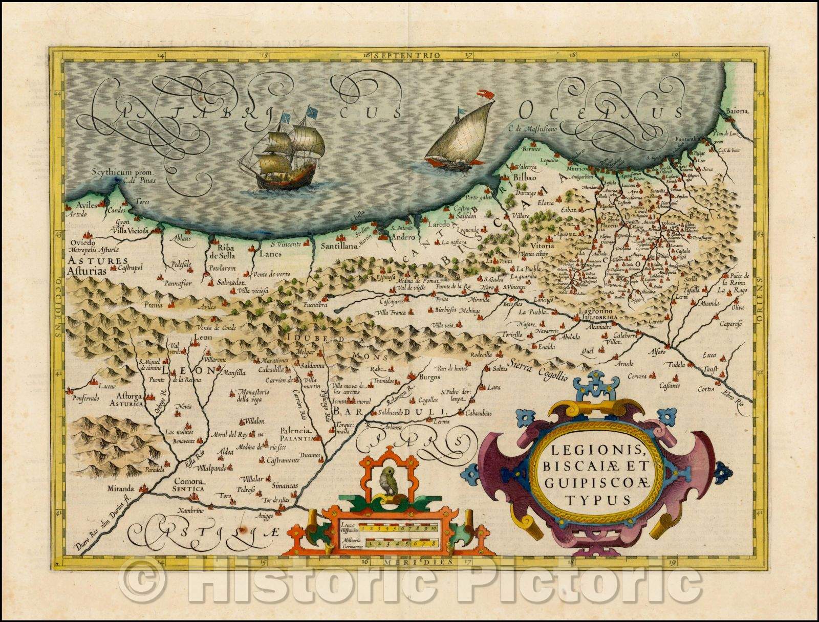 Historic Map - Legionis, Biscaiae et Guipiscoae Typus/Basque Regions of Spain, 1619, Jodocus Hondius - Vintage Wall Art