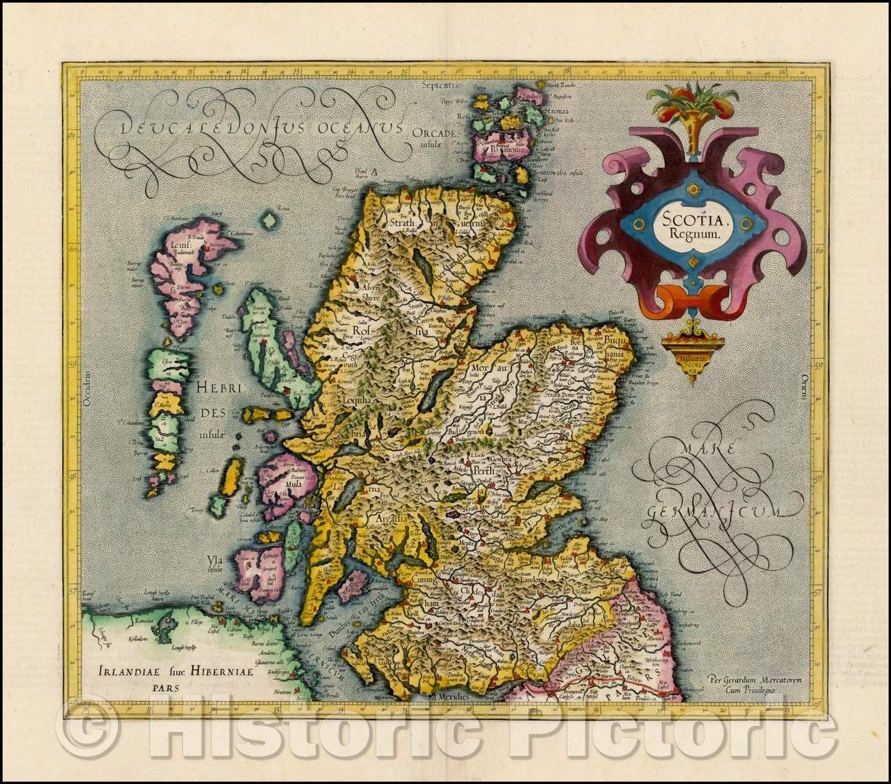 Historic Map - Scotiae Regnum, 1619, Gerard Mercator - Vintage Wall Art