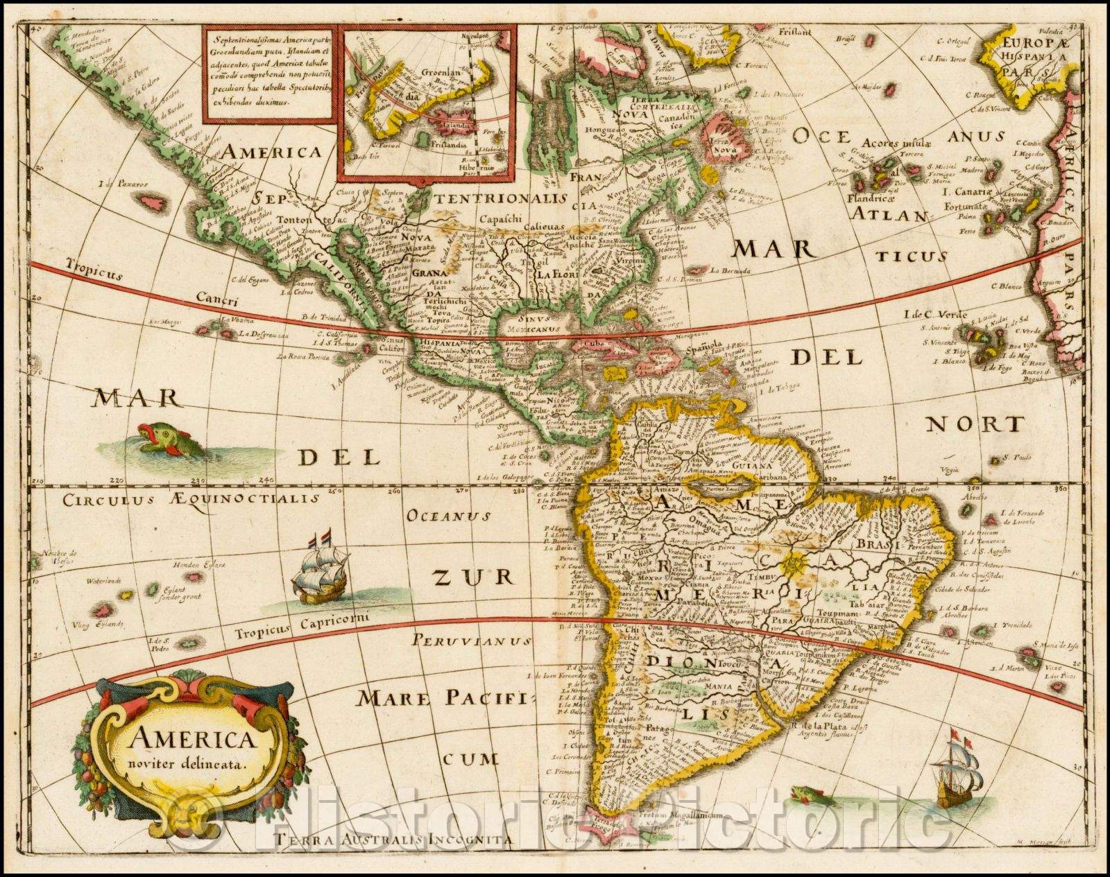 Historic Map - America noviter delineata, 1630, Matheus Merian v2