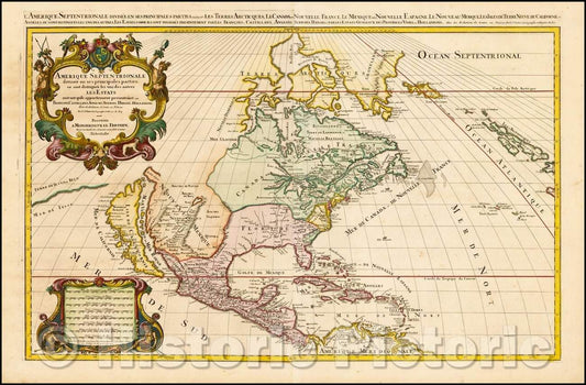 Historic Map - Amerique Septentrionale divisee en Ses Principales parties, 1692, Alexis-Hubert Jaillot v4