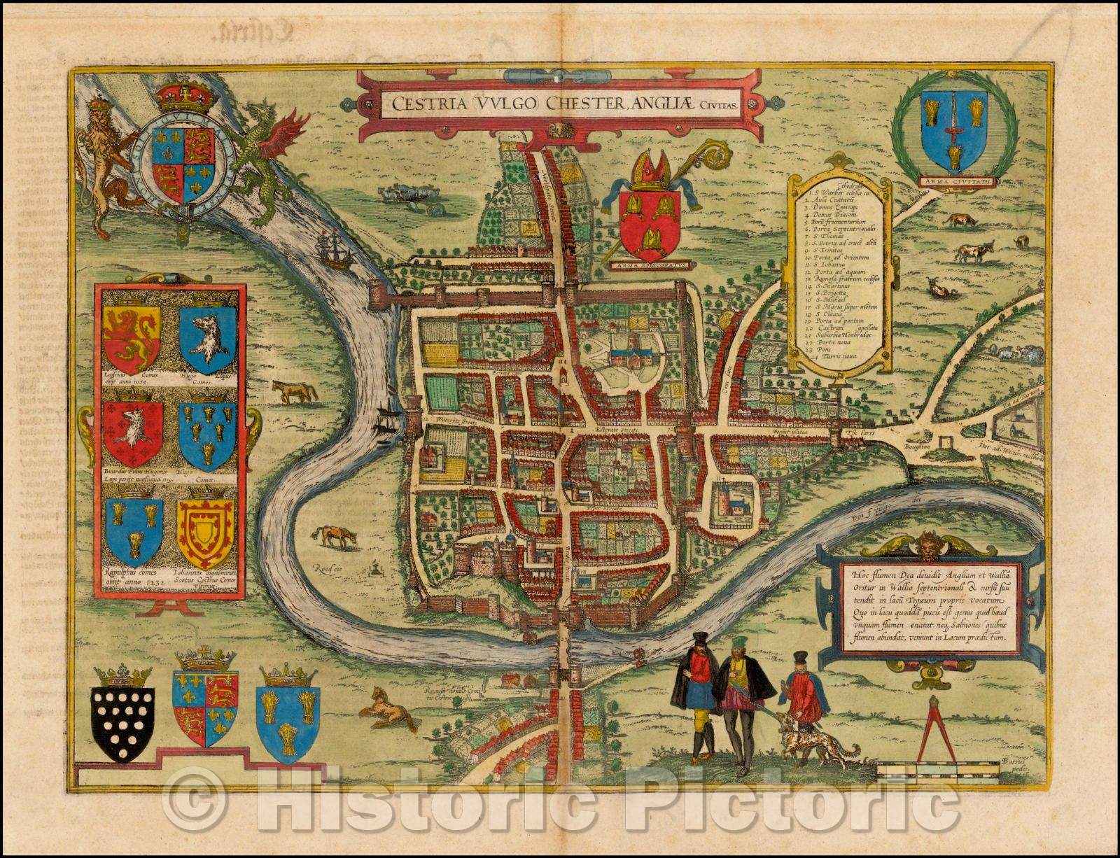 Historic Map - Cestria Vulgo Chester, Angliae Civitas, 1572, Georg Braun v1