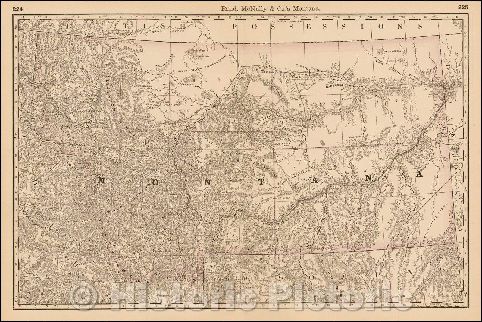 Historic Map - Montana, 1878, Rand McNally & Company v2