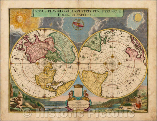 Historic Map - Novus Planiglobii Terrestris Per Utrumque Polum Conspectus, 1672, Gerard Valk v1