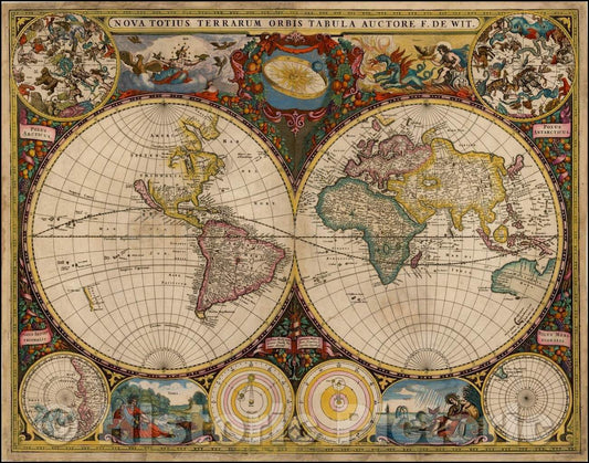 Historic Map - Nova Totius Terrarum Orbis Tabula, 1660, Frederick De Wit - Vintage Wall Art