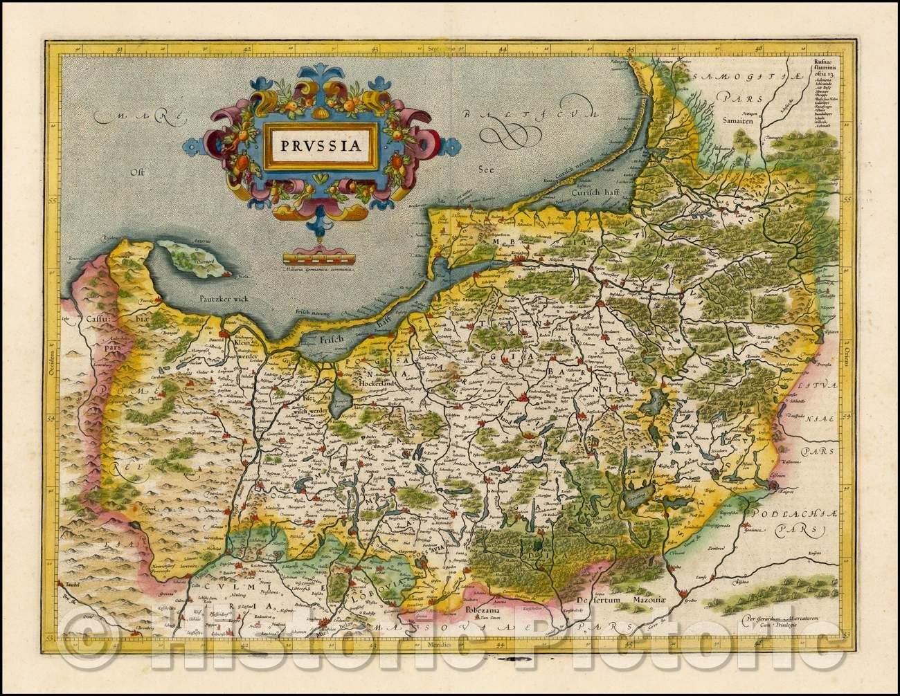 Historic Map - Prussia, 1619, Gerard Mercator - Vintage Wall Art