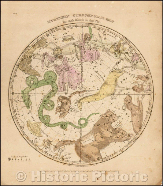 Historic Map - Northern Circumpolar Map for each month of the Year, 1835, Elijah J. Burritt v1