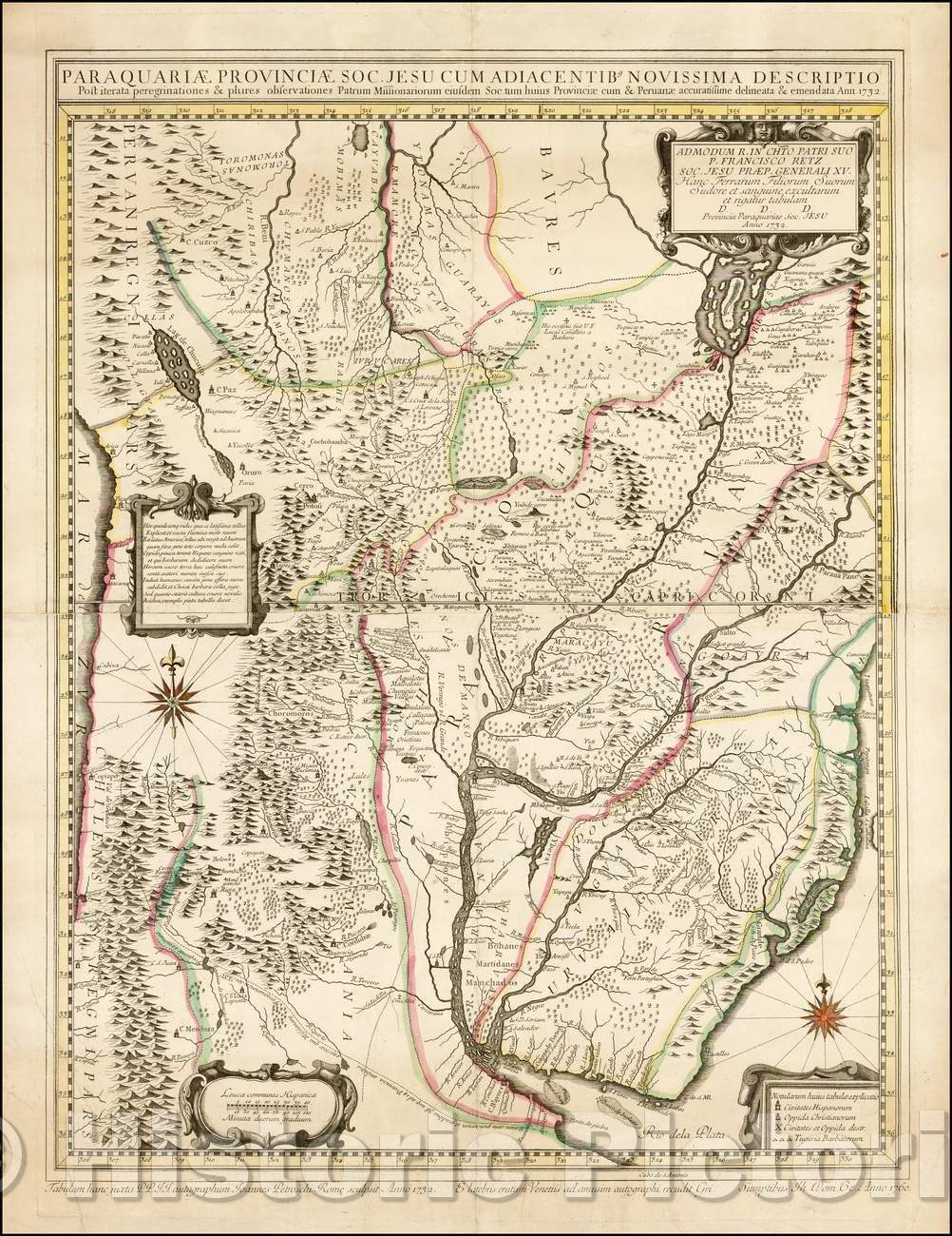 Historic Map - the Jesuit Provinces/Paraquariae Provinciae Soc. Jesu Cum Adiacentibus Novissima Descriptio Post iterata peregrinationes, 1732 - Vintage Wall Art