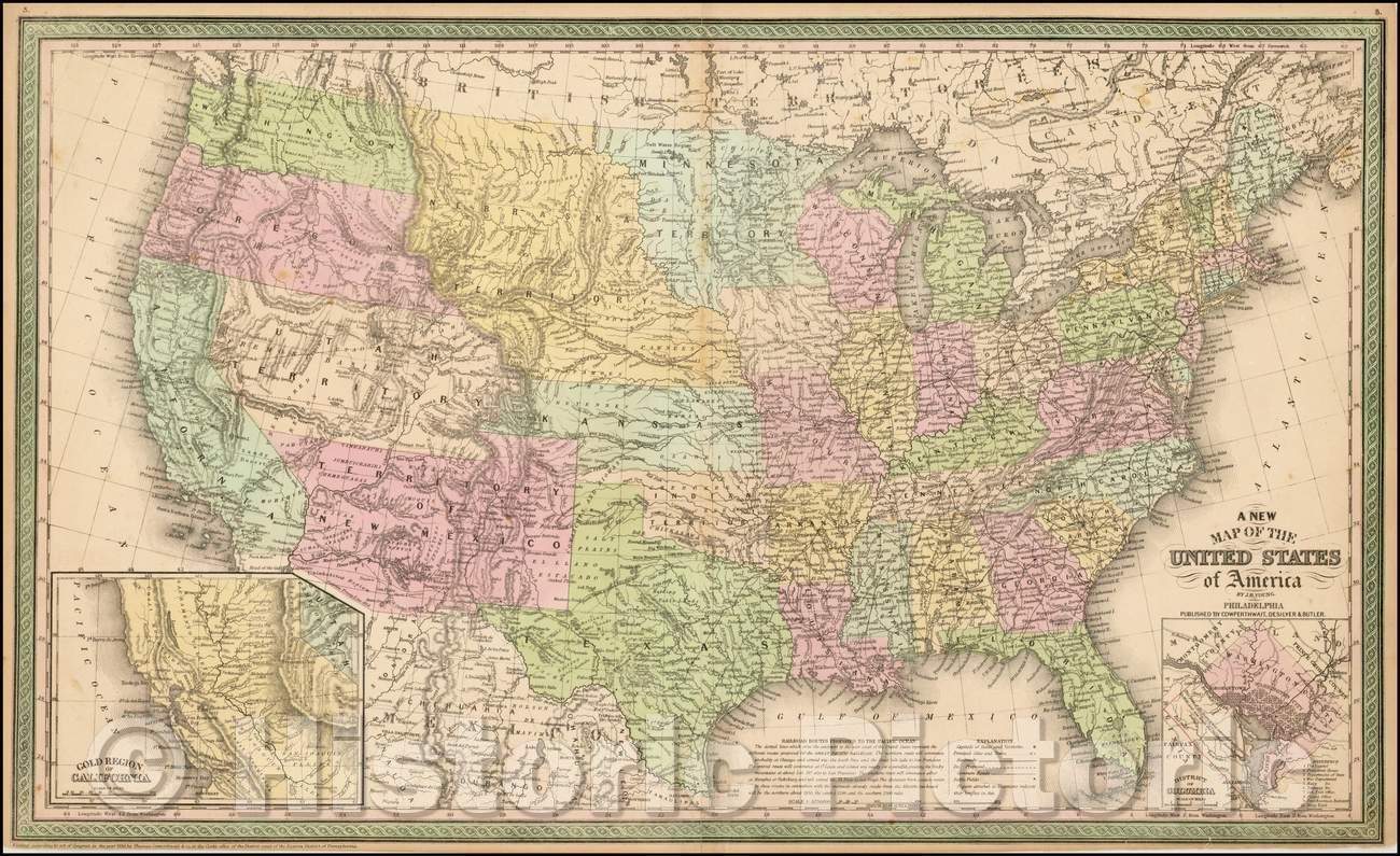Historic Map - The United States of America, 1854, Cowperthwait, Desilver & Butler v1