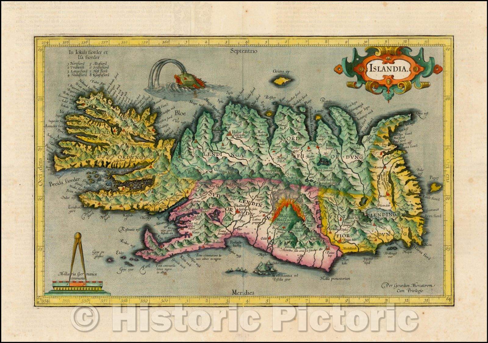 Historic Map - Islandia, 1619, Gerard Mercator - Vintage Wall Art