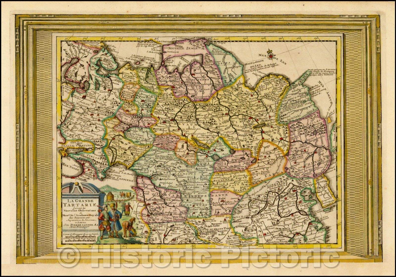Historic Map - La Grande Tartarie Suivant les Nouvelles Observations, 1700, Pieter van der Aa - Vintage Wall Art