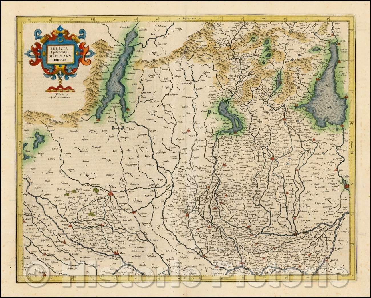 Historic Map - Brescia Episcopatus Mediolanu Ducatus, 1619, Jodocus Hondius - Vintage Wall Art