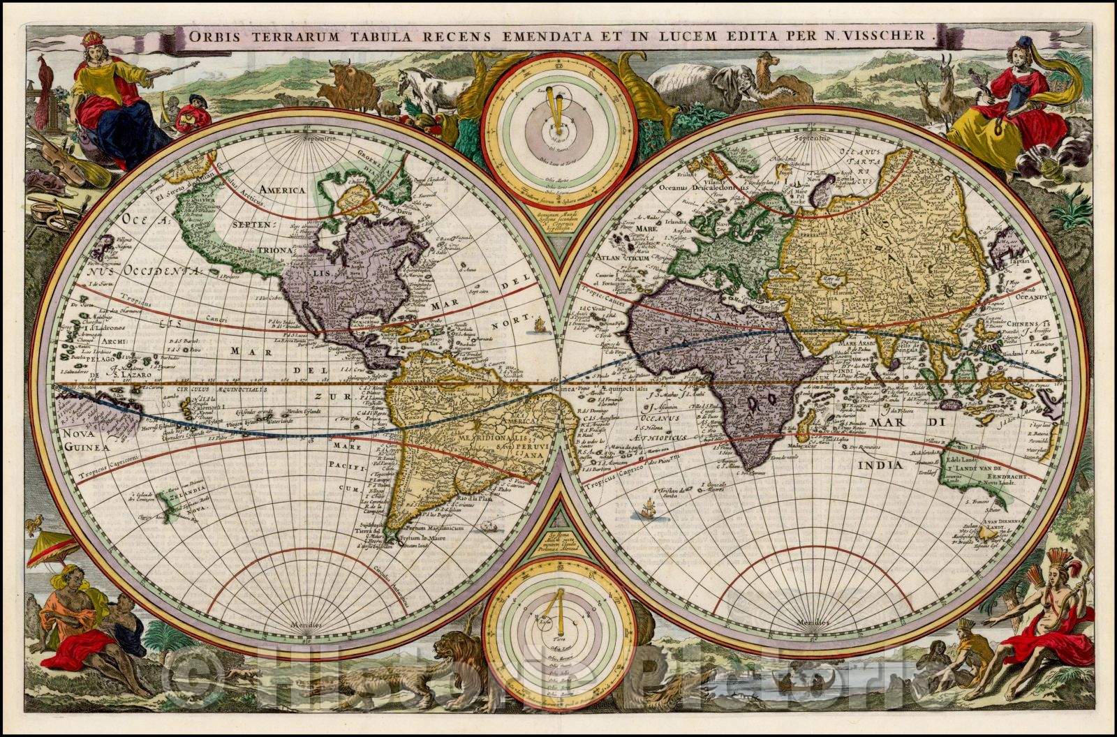 Historic Map - Orbis Terrarum Tabula Recens Emendata et in Lucem Edita Per N. Visscher, 1663, Nicolaes Visscher I v2