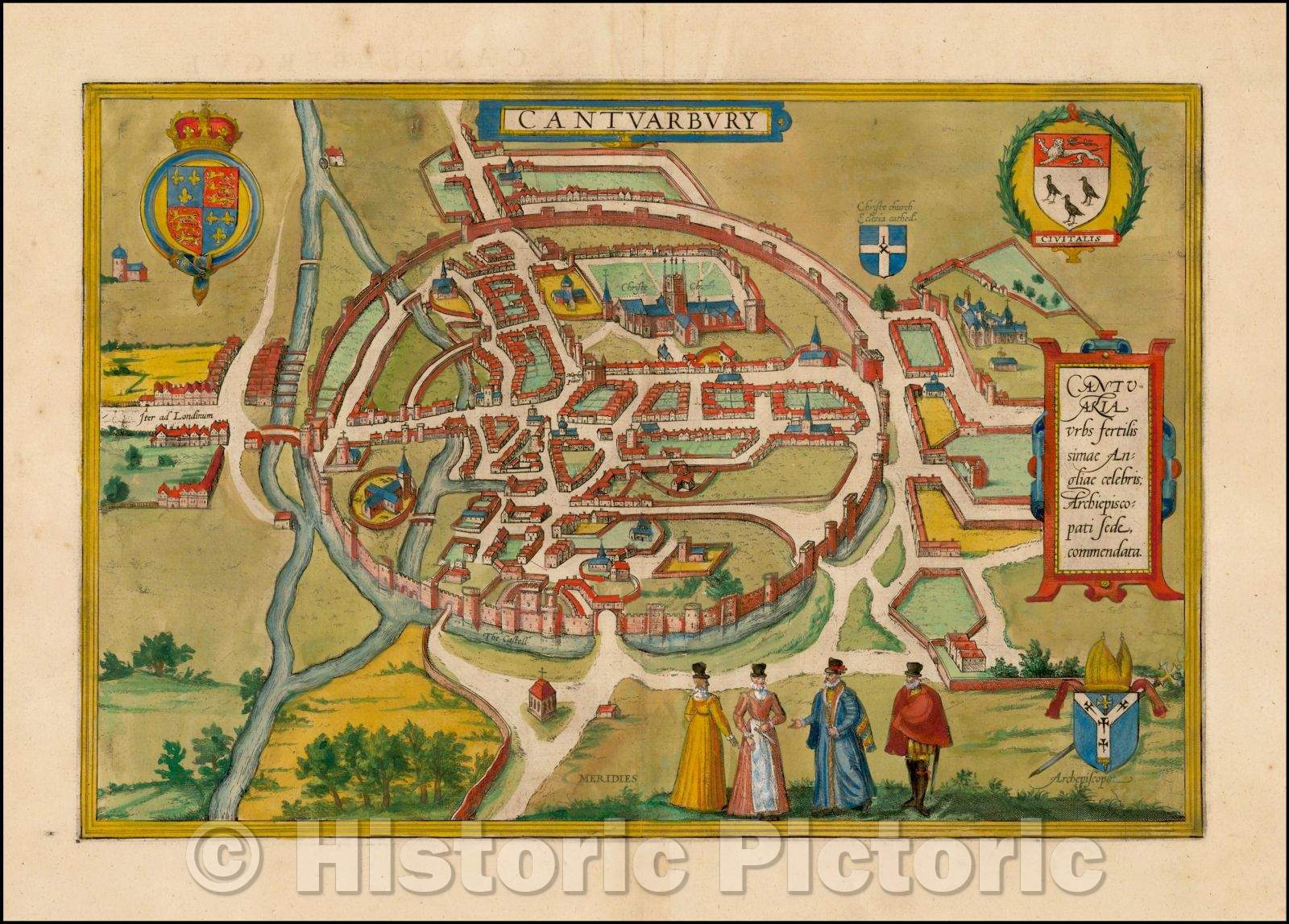 Historic Map - Cantuarbury, 1588, Georg Braun v3