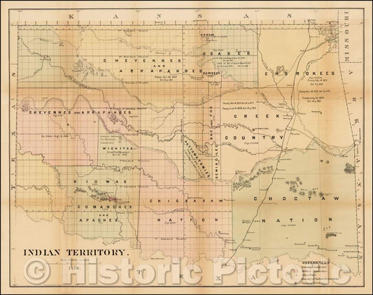 Historic Map - Indian Territory, 1876, Lehman & Bolton v1