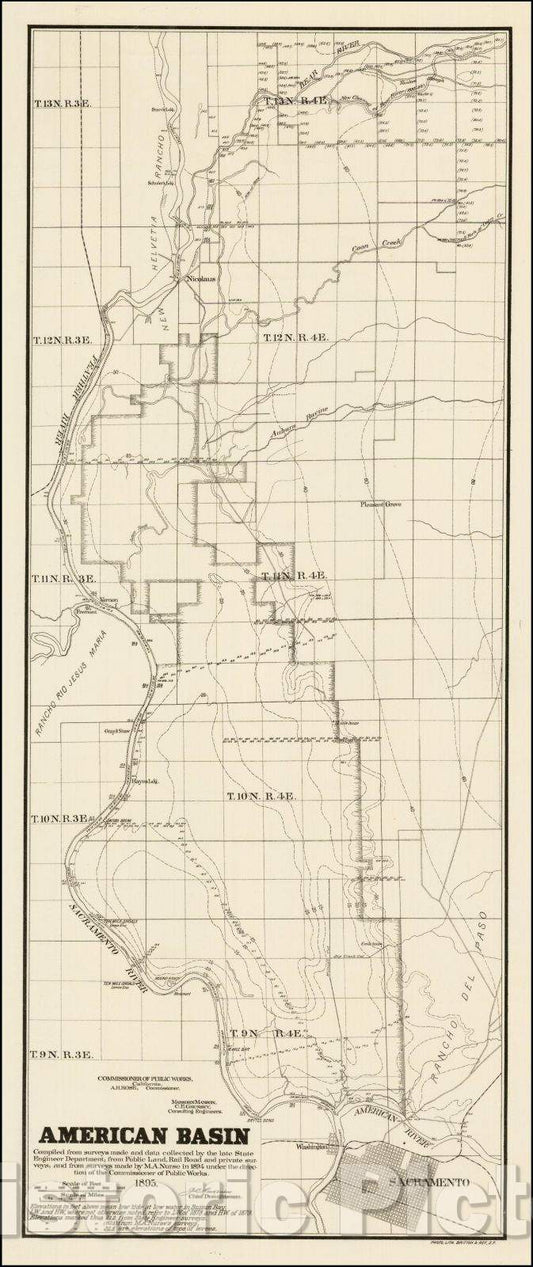 Historic Map - American Basin, 1895, J.C. Henkenius - Vintage Wall Art