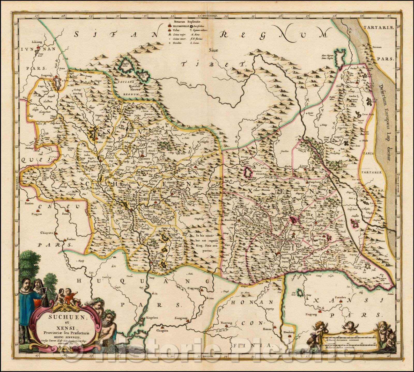 Historic Map - Suchuen et Xensi, Provincia seu Praefecturae Regni Sinensis, 1655, Jan Jansson v1