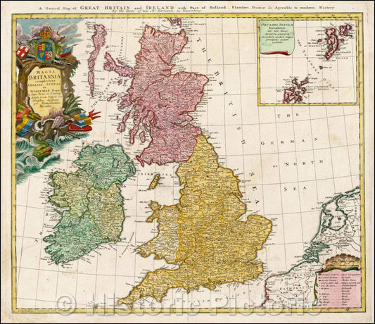 Historic Map - Magna Britannia complectens Angliae, Scotiae et Hyberniae Regna in suas Provincias et Comitatus divisa, 1740, Homann Heirs v1