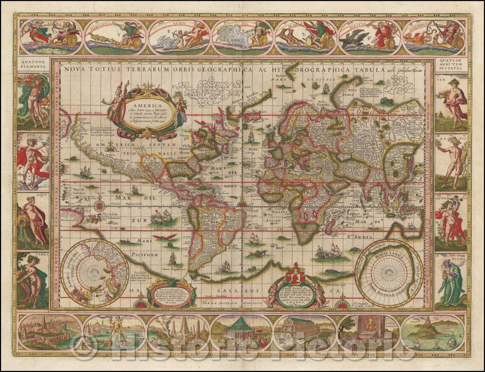 Historic Map - Nova Totius Terrarum Orbis Geographica Ac Hydrographica Tabula auct Guilje :: Nova Totius Terrarum Orbis Geographica, 1630 - Vintage Wall Art