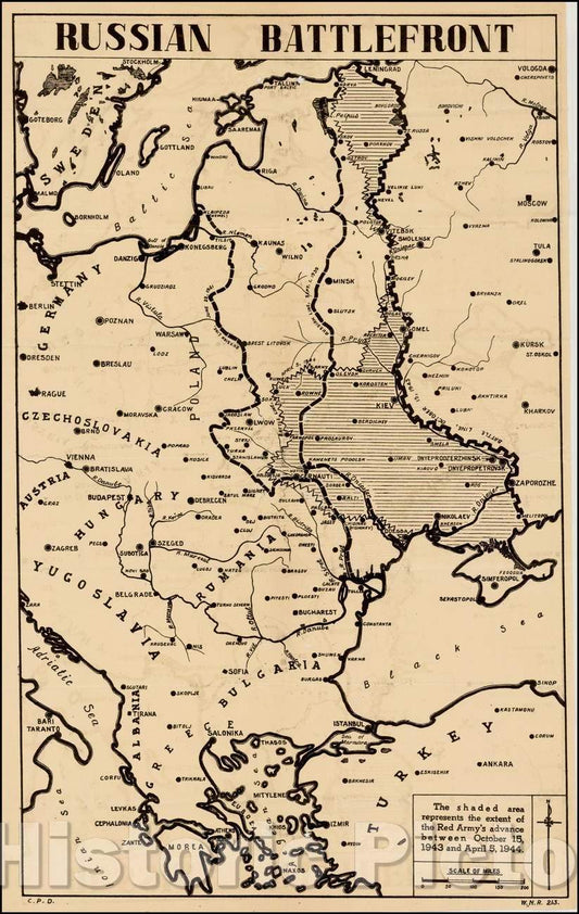 Historic Map - Russian Front, 1944, Anonymous - Vintage Wall Art