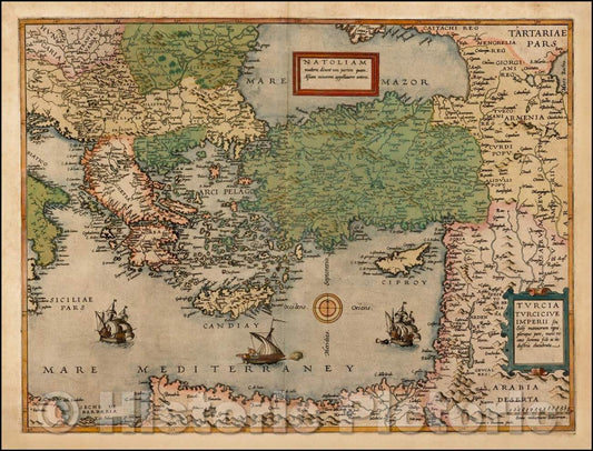 Historic Map - Natoliam Moderni dicunt tam partem quam Asiam minrem appelauere veteres, 1593, Cornelis de Jode v1