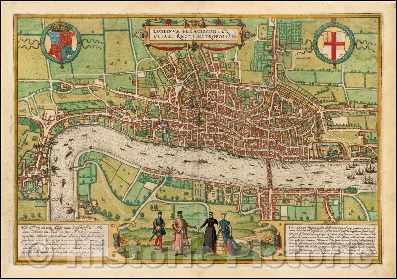 Historic Map - Londinum Feracissimi Angliae Regni Metropolis, 1572, Georg Braun v2
