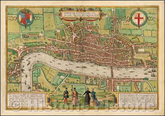 Historic Map - Londinum Feracissimi Angliae Regni Metropolis, 1572, Georg Braun v2