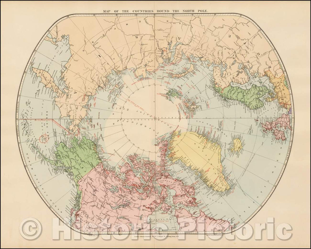 Historic Map - Map of the Countries Round the North Pole, 1896, Edward Stanford v1