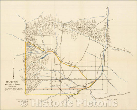 Historic Map - Map of the Wind River, or Shoshone Reservation, 1893, United States GPO - Vintage Wall Art
