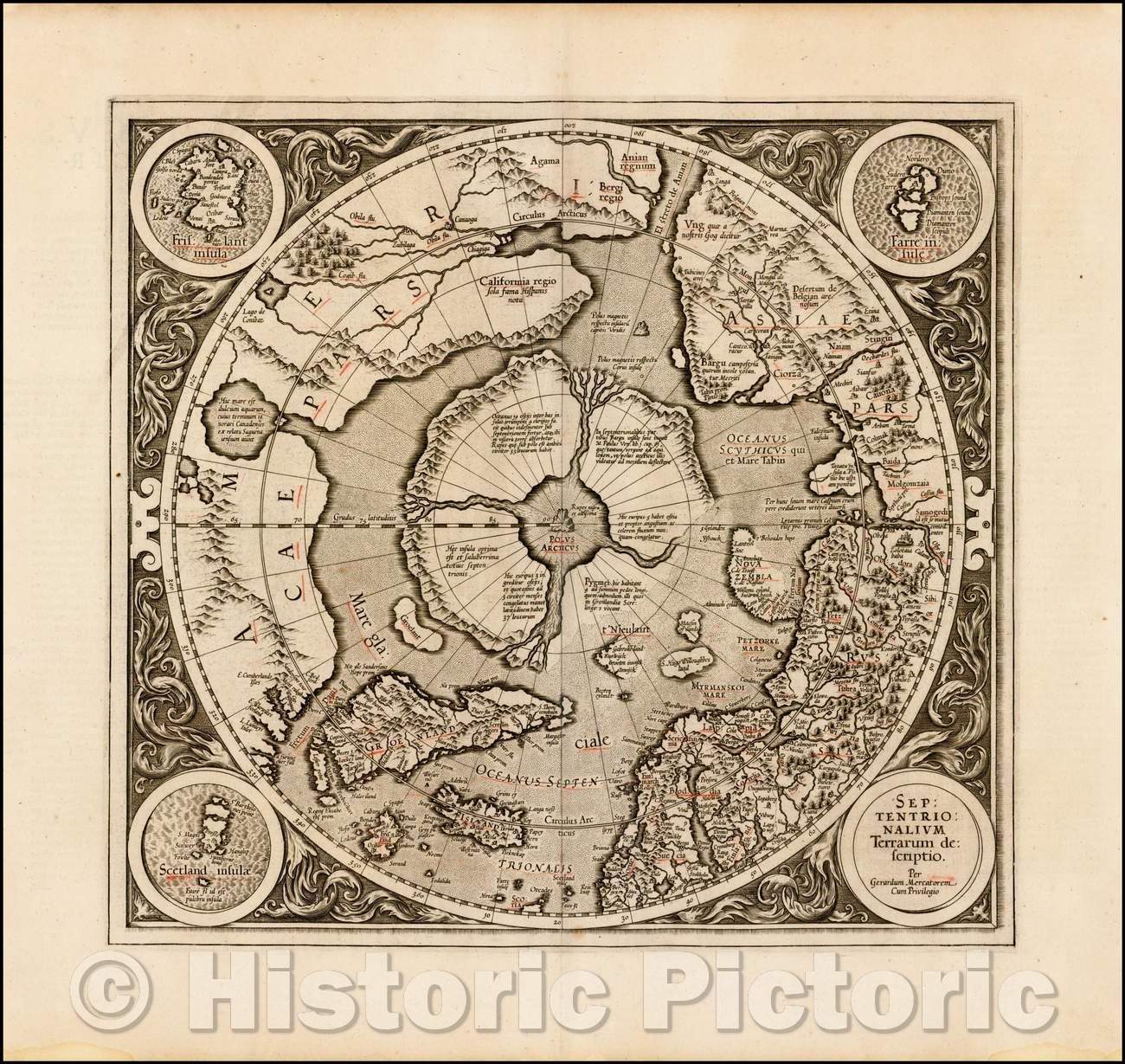 Historic Map - Septentrionalium Terrarum descriptio, 1595, Gerard Mercator v6