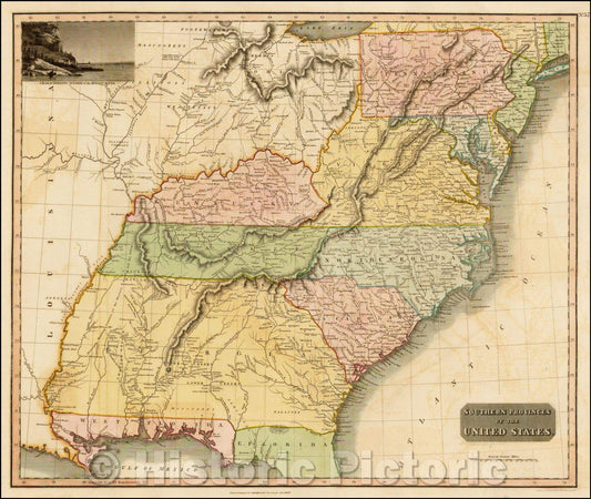 Historic Map - Southern Provinces of the United States, 1817, John Thomson v3